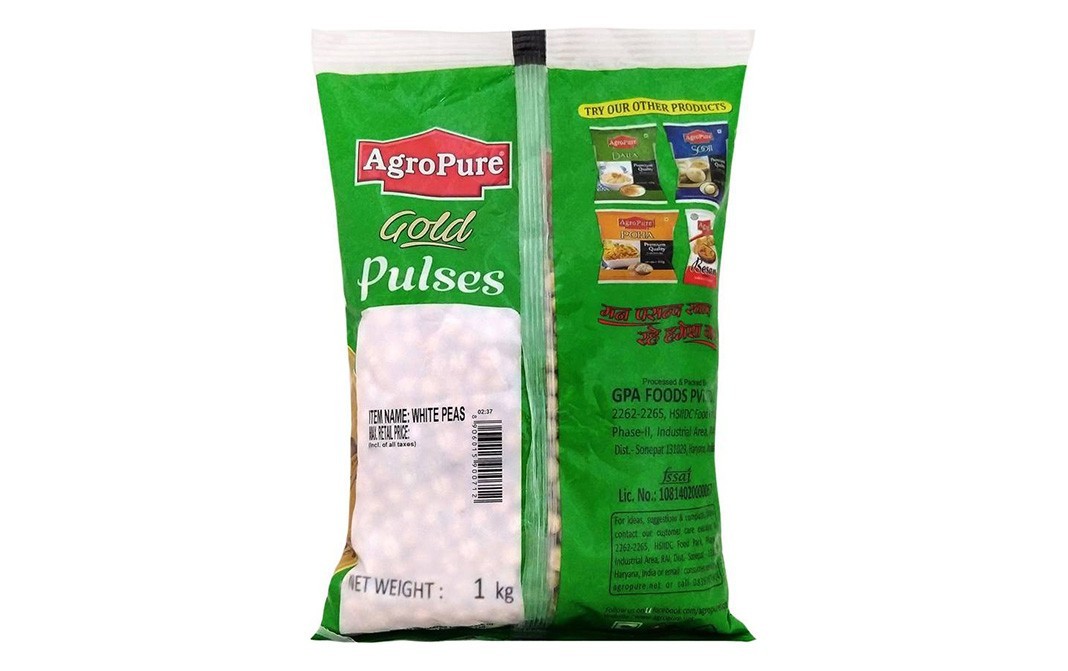AgroPure White Peas (Whole)    Pack  1 kilogram